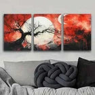 3pcs Abstract Tree with White Moon Light Perfect Wall Art Set Canvas Framed 40x60cm - High Quality Print 100% Australian Made Wall Canvas Ready to Hang