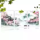 3pcs Colorful Landscape Pink Florals Painting Wall Wall Art Set Canvas Framed 40x60cm - High Quality Print 100% Australian Made Wall Canvas Ready to Hang