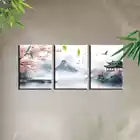 3pcs Elegant Landscape Mountains Lake Painting Wall Art Canvas Unframed/Framed Wall Art Set Canvas Framed 40x60cm - High Quality Print 100% Australian Made Wall Canvas Ready to Hang