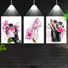3pcs Chic Ladies Fashion with Pink Cosmetics Wall Art Set Canvas Framed 40x60cm - High Quality Print 100% Australian Made Wall Canvas Ready to Hang