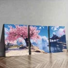 3pcs Cherry Blossom River Colorful Nature Wall Art Set Canvas Framed 40x60cm - High Quality Print 100% Australian Made Wall Canvas Ready to Hang