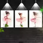 3pcs Charming Vintage Ballet Dancer Watercolor Wall Art Set Canvas Framed 40x60cm - High Quality Print 100% Australian Made Wall Canvas Ready to Hang