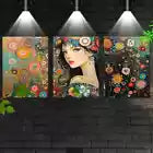 3pcs Charming Fashion Abstract Women with Floral Wall Art Set Canvas Framed 40x60cm - High Quality Print 100% Australian Made Wall Canvas Ready to Hang