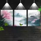 3pcs Modern Landscape Mountains and Pink Floral Wall Wall Art Set Canvas Framed 40x60cm - High Quality Print 100% Australian Made Wall Canvas Ready to Hang