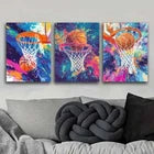 3pcs Shoot at the Basket Colorful Perfect Wall Art Set Canvas Framed 40x60cm - High Quality Print 100% Australian Made Wall Canvas Ready to Hang