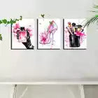 3pcs Chic Ladies Fashion with Pink Cosmetics Wall Art Set Canvas Framed 40x60cm - High Quality Print 100% Australian Made Wall Canvas Ready to Hang