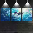 3pcs Romantic Valentine's Day Couple Blue View Wall Art Set Canvas Framed 40x60cm - High Quality Print 100% Australian Made Wall Canvas Ready to Hang
