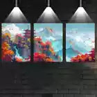 3pcs Enchanting and Serene Lakeside Town Wall Art Set Canvas Framed 40x60cm - High Quality Print 100% Australian Made Wall Canvas Ready to Hang