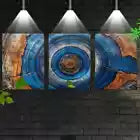 3pcs Vintage Tree Blue & Brown Rings Wall Art Set Canvas Framed 40x60cm - High Quality Print 100% Australian Made Wall Canvas Ready to Hang