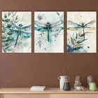 3pcs Colourful Dragonfly and Branches Metal Print Ready to Hang Art