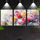 3pcs Modern Farmhouse Style Colorful Flowers Wall Art Set Canvas Framed 40x60cm - High Quality Print 100% Australian Made Wall Canvas Ready to Hang