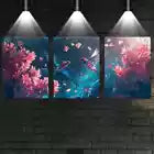 3pcs Elegant Swallows with Modern Pink Florals Wall Art Set Canvas Framed 40x60cm - High Quality Print 100% Australian Made Wall Canvas Ready to Hang