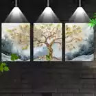 3pcs Elegant Golden Tree with Mountains Abstract Wall Art Set Canvas Framed 40x60cm - High Quality Print 100% Australian Made Wall Canvas Ready to Hang