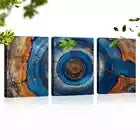 3pcs Vintage Tree Blue & Brown Rings Wall Art Set Canvas Framed 40x60cm - High Quality Print 100% Australian Made Wall Canvas Ready to Hang