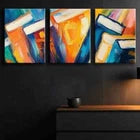 3pcs Colorful Abstract Book Design Perfect Wall Art Set Canvas Framed 40x60cm - High Quality Print 100% Australian Made Wall Canvas Ready to Hang