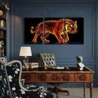 3pcs Abstract Animal Glowing Tiger Bengal Metal Print Ready to Hang Art