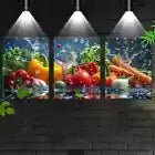 3pcs Vibrant Vegetables with Water Splashing Wall Art Set Canvas Framed 40x60cm - High Quality Print 100% Australian Made Wall Canvas Ready to Hang
