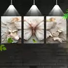 3pcs Elegant Butterfly & Florals with Cream Tone Wall Art Set Canvas Framed 40x60cm - High Quality Print 100% Australian Made Wall Canvas Ready to Hang