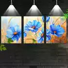 3pcs Charming Bohemian Blue Florals Wall Art Set Canvas Framed 40x60cm - High Quality Print 100% Australian Made Wall Canvas Ready to Hang