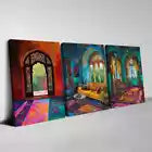 3pcs Beautiful Traditional Indian Architecture Wall Art Set Canvas Framed 40x60cm - High Quality Print 100% Australian Made Wall Canvas Ready to Hang