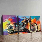 3pcs Vibrant Motorcycle Modern Oil High-Quality Wall Art Set Canvas Framed 40x60cm - High Quality Print 100% Australian Made Wall Canvas Ready to Hang