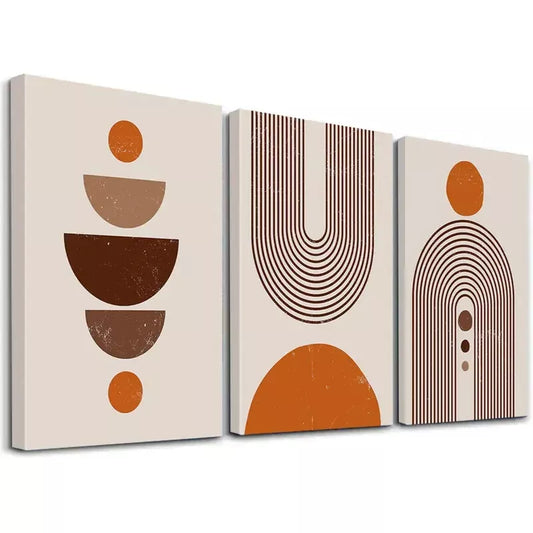 3pcs Minimalist Geometric Art Canvas Framed 40x60cm - High Quality Print 100% Australian Made Wall Canvas Ready to Hang