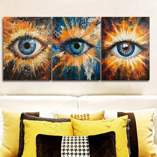 3pcs Oil painting of eyeballs Wall Art Set Canvas Framed 40x60cm - High Quality Print 100% Australian Made Wall Canvas Ready to Hang