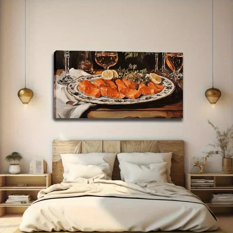 Charming Dining Room Scene Wall Art Canvas Office Home Room Framed 120x60cm