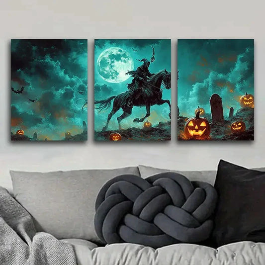 3pcs "Death Rides on His Horse in the Moonlight Metal Print Ready to Hang Art
