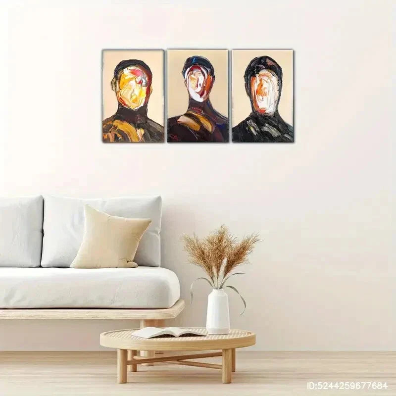 3pcs Abstract Portrait Posters Oil Painting Metal Print Ready to Hang Art
