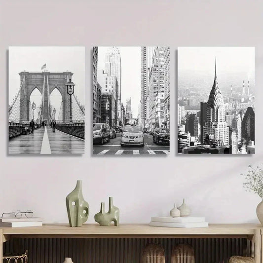 3pcs new york city photography, Brooklyn Bridge Metal Print Ready to Hang Art