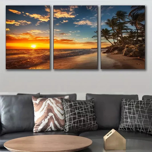 3pcs Mediterranean Seascape Canvas Framed 40x60cm - High Quality Print 100% Australian Made Wall Canvas Ready to Hang
