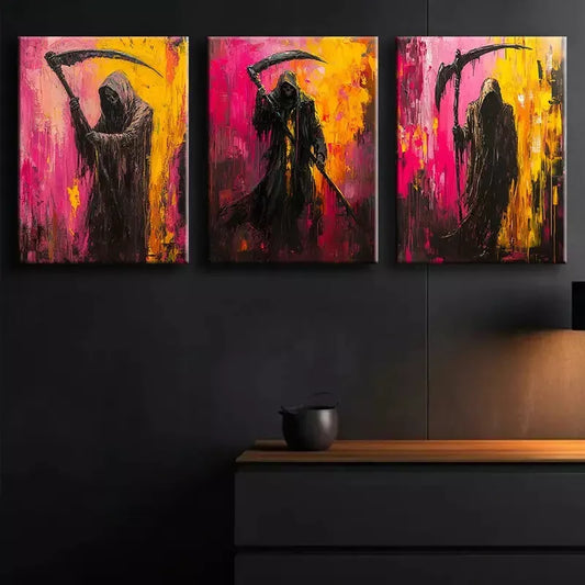 3pcs Grim reaper Canvas Framed 40x60cm - High Quality Print 100% Australian Made Wall Canvas Ready to Hang
