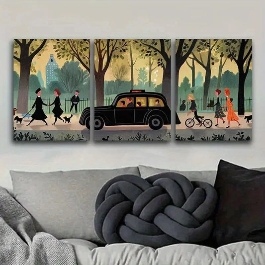 3pcs London taxi Art Painting Metal Print Ready to Hang Art