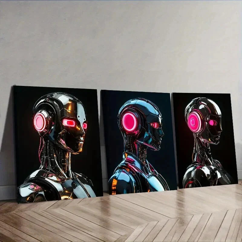 3pcs Astronauts on the moon (19) Wall Art Set Canvas Framed 40x60cm - High Quality Print 100% Australian Made Wall Canvas Ready to Hang