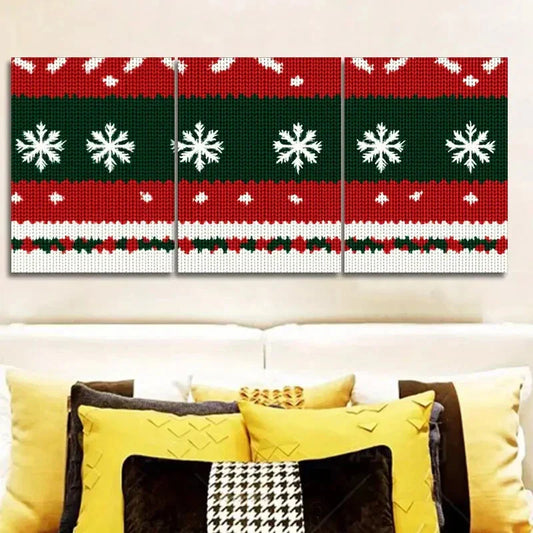 3pcs Christmas sweater pattern Wall Art Set Canvas Framed 40x60cm - High Quality Print 100% Australian Made Wall Canvas Ready to Hang