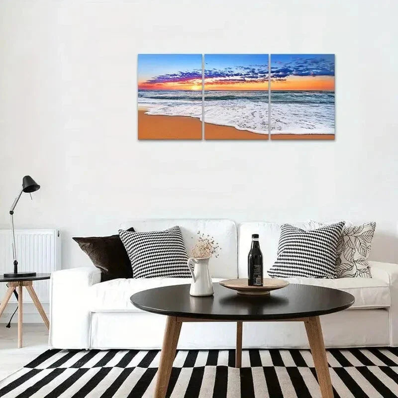 3pcs Baiyun Ocean Beach Landscape Metal Print Ready to Hang Art
