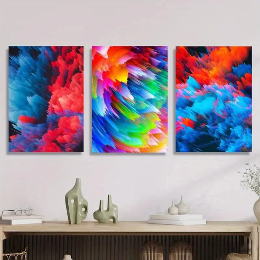 3pcs Colorful Smoke Explosion Fantasy Metal Print Ready to Hang Art
