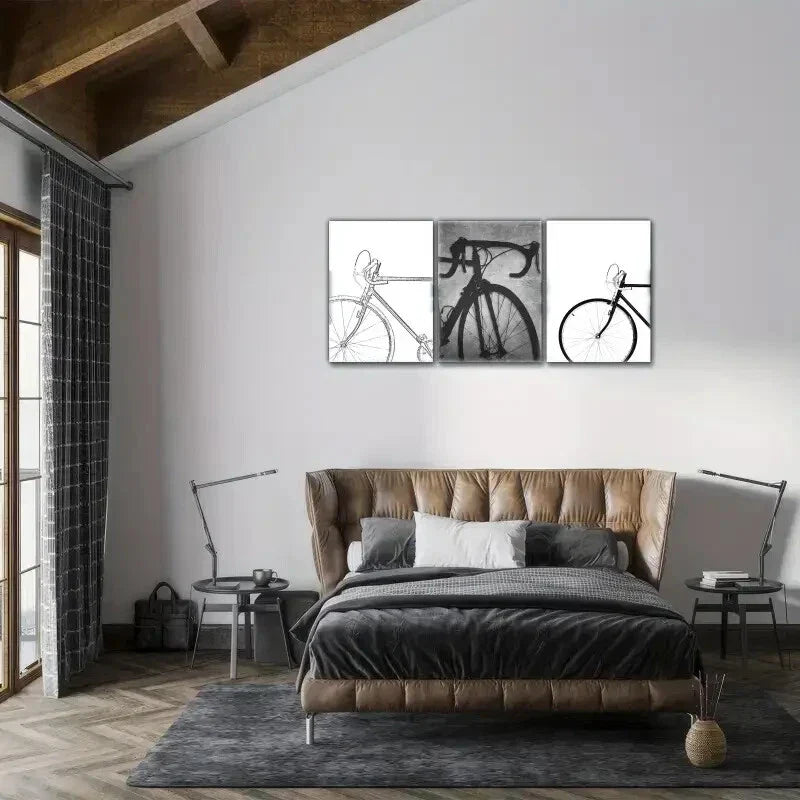 3pcs Bicycle Pencil Drawing "My Bike" Metal Print Ready to Hang Art