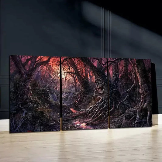 3pcs Enchanting Purple Forest Canvas Framed 40x60cm - High Quality Print 100% Australian Made Wall Canvas Ready to Hang