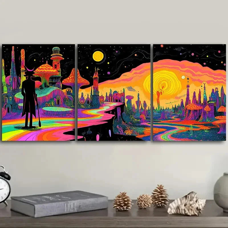 3pcs "Strange Place (2)"Wall Art Set Canvas Framed 40x60cm - High Quality Print 100% Australian Made Wall Canvas Ready to Hang