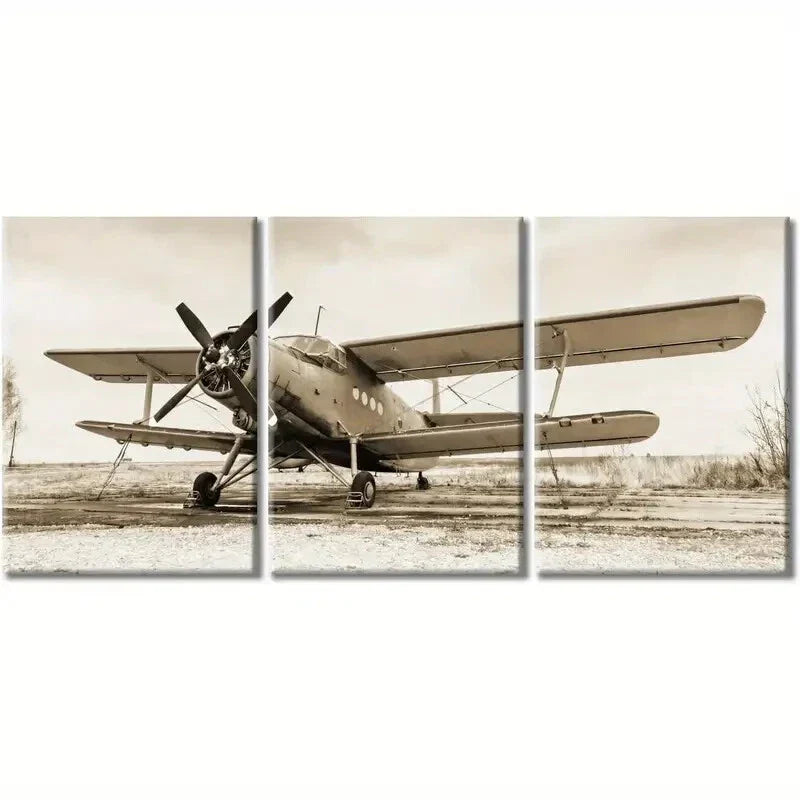 3pcs Vintage Aircraft Carrier Metal Print Ready to Hang Art