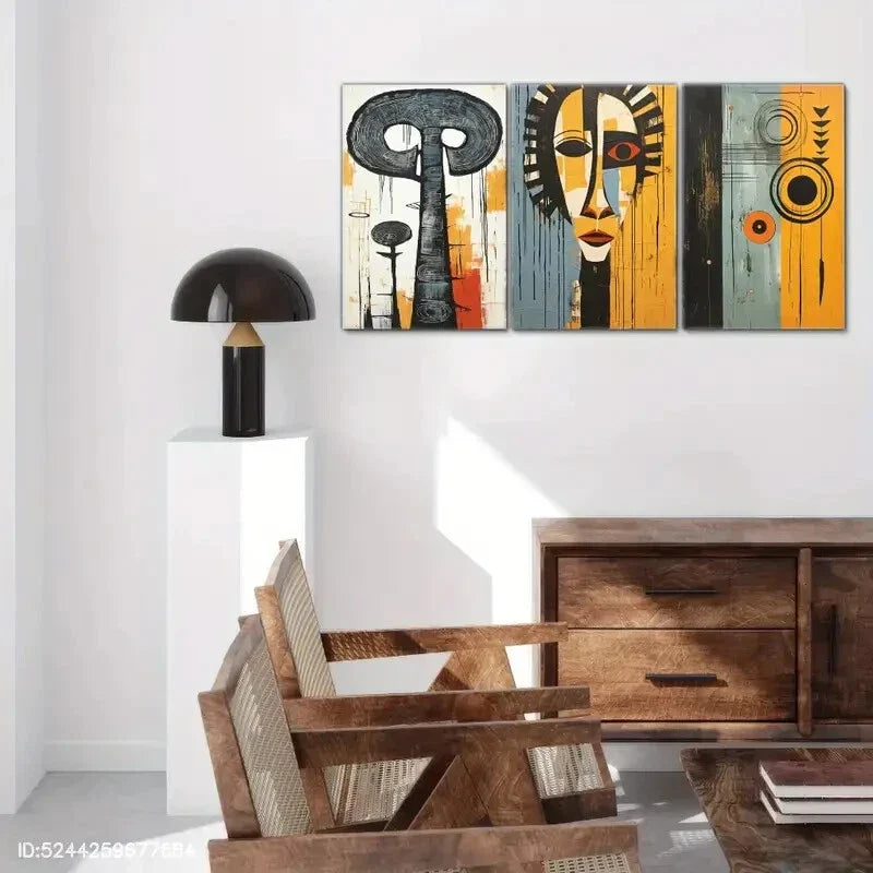 3pcs African American Abstract Art Style Poster Metal Print Ready to Hang Art