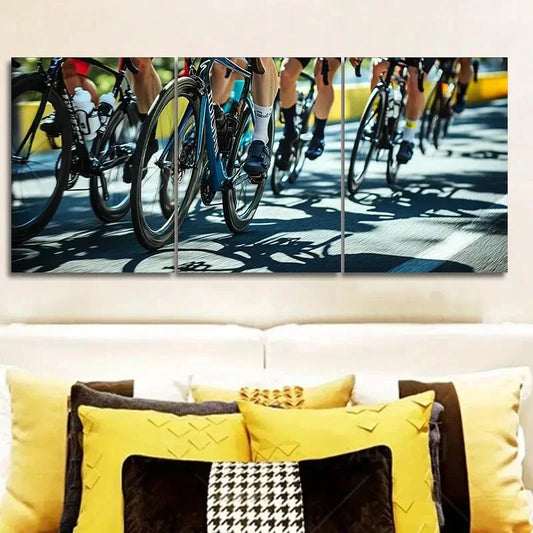 3pcs A Bicycle race Wall Art Set Canvas Framed 40x60cm - High Quality Print 100% Australian Made Wall Canvas Ready to Hang