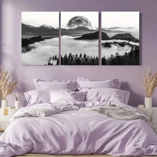 3pcs Black and White Photography Wall Art Metal Print Ready to Hang Art