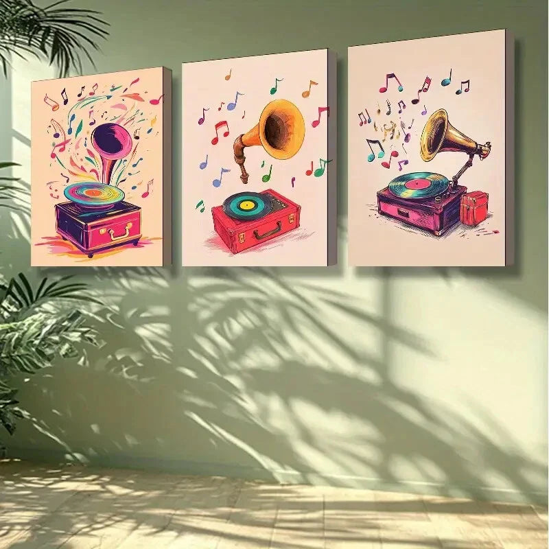 3pcs Note, record Wall Art Set Canvas Framed 40x60cm - High Quality Print 100% Australian Made Wall Canvas Ready to Hang