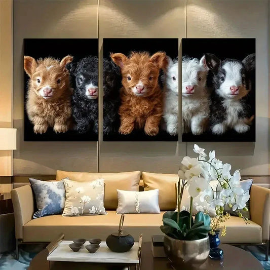 3pcs Cute Farmhouse Animal Metal Print Ready to Hang Art