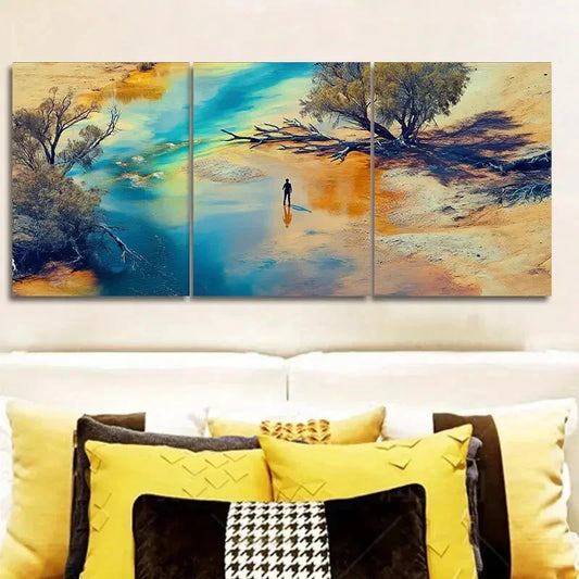 3pcs Painting, Aerial View of the Sand Wall Art Set Canvas Framed 40x60cm - High Quality Print 100% Australian Made Wall Canvas Ready to Hang