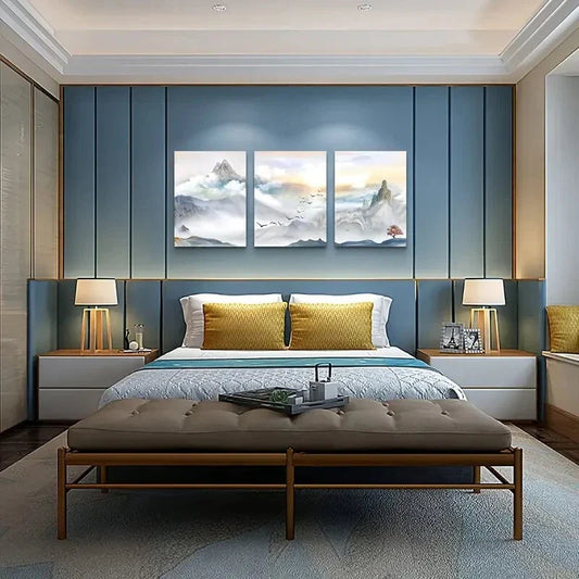 3pcs Mountain Landscape Abstract Wall Art Set Canvas Framed 40x60cm - High Quality Print 100% Australian Made Wall Canvas Ready to Hang