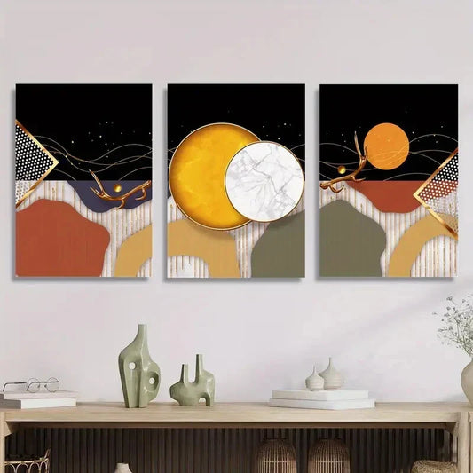 3pcs Featuring Elegant Crystal Porcelain Showcase Metal Print Ready to Hang Art